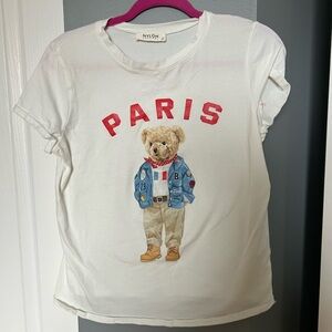 Kids White Paris Bear T-Shirt